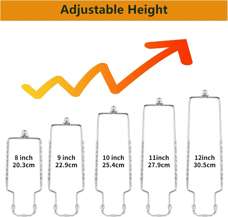 ALUCSET 8 9 10 11 12 inch Lamp Shade Harp Holder, Adjustable Lamp Harp Kit, Fit Both Standard Lamp Rod and E14 E26 E27 Light Base UNO Fitter Adapter Converter Finial Set, Lampshade Bracket - Image 2